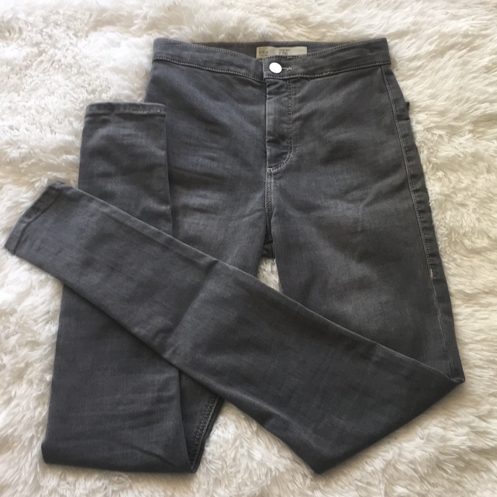 •Never Worn• Grey Topshop Moto Joni Jeans W28